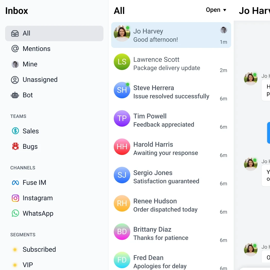 Screenshot of shared inbox folder menu